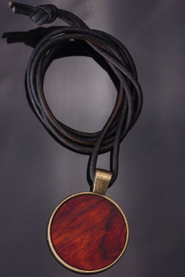 Collier Holz Anhänger aus Edelhölzern Anhänger Bronzefarben Holzanhänger