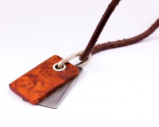 Holz Dog Tag Amboina Maser Double Dog Tag Amboina Maser