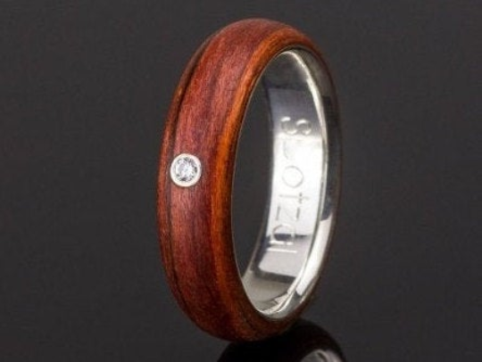 Individueller Bentwood Cocobolo-Holzring mit Edelstein-Optionen 2nd Edition