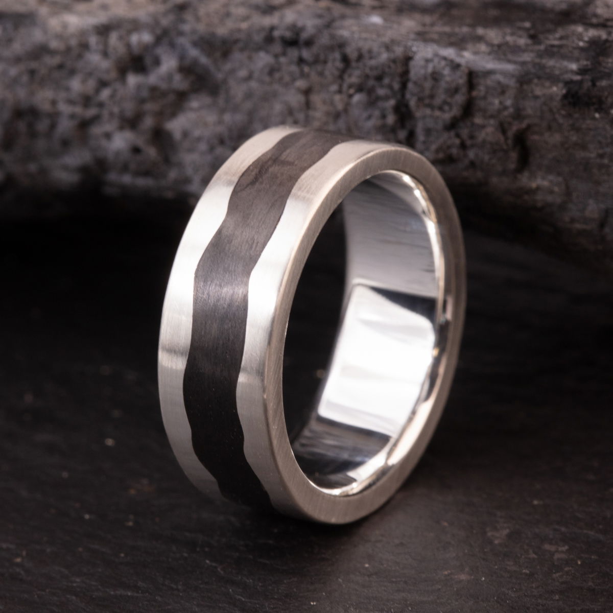12th Edition Wave-Carbon Silberring 12th Edition Wave-2-Carbon Silberring