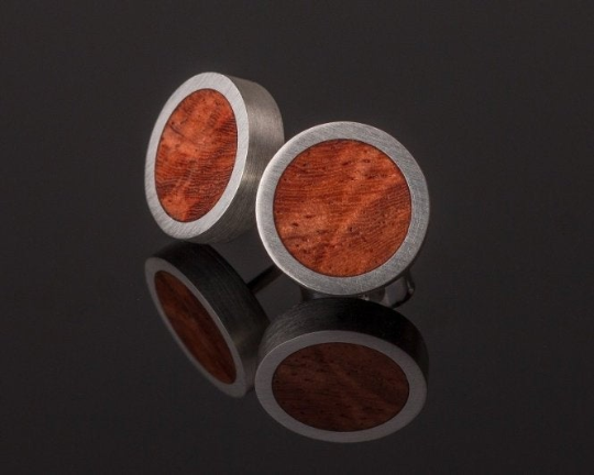 Silberohrstecker aus Holz Ohrstecker aus Silber und Amboina Maserholz