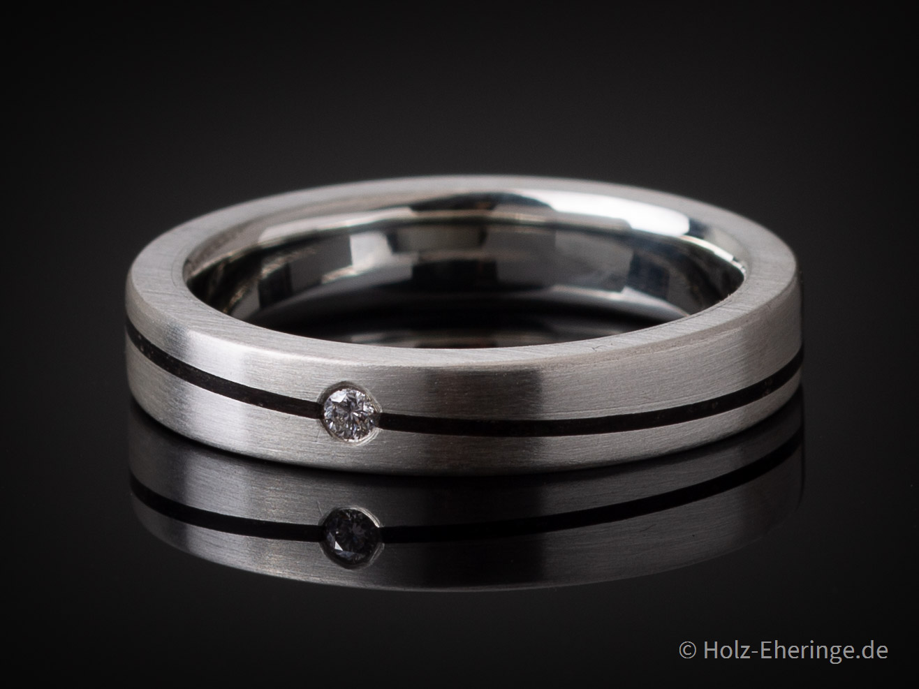 17th Edition Silberring mit Stein & freier Holzwahl – Exklusiver Designring mit schrägem Holzeinsatz