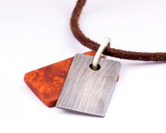 Holz Dog Tag Amboina Maser Double Dog Tag Amboina Maser