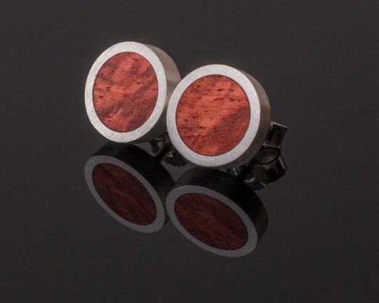 Silberohrstecker aus Holz Ohrstecker aus Silber und Amboina Maserholz