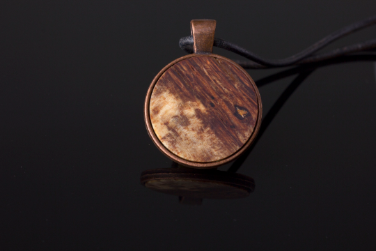 Collier Holz Anhänger mit Edelholz Kupferfarben