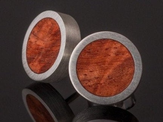Silberohrstecker aus Holz Ohrstecker aus Silber und Amboina Maserholz